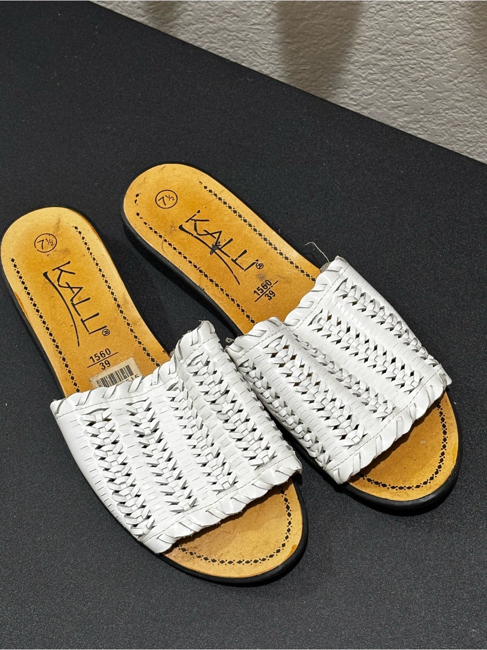 Kalli White Woven Slide Mules
